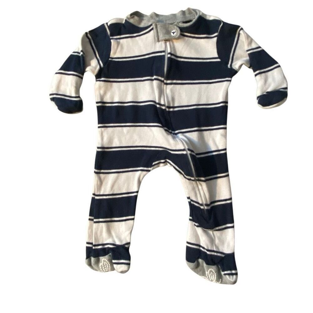 Burt's Bees Baby Boys Organic Cotton Zip Front Footed Sleeper Newborn NB Navy